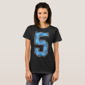 青のサッカーパターン5番ユニフォーム Tシャツ (正面フル)