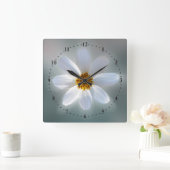 青のシェードで白 スクエア壁時計 (ホーム)