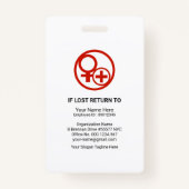 青のシェードの柱の丸い写真テンプレート企業の バッジ (裏面)