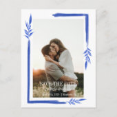 青のシェード日付の保存 ポストカード (正面)