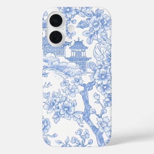 青のシノワズリー・トワル ドラゴン 桜 Case-Mate iPhoneケース (裏面)