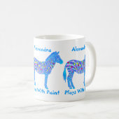 青のシマウマの点はかわいいペンキが付いている演劇を縞で飾ります コーヒーマグカップ (正面右)