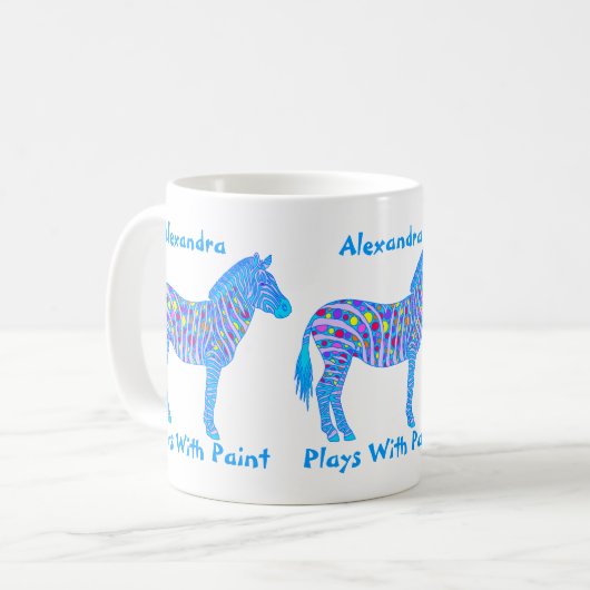 青のシマウマの点はかわいいペンキが付いている演劇を縞で飾ります コーヒーマグカップ (正面左)