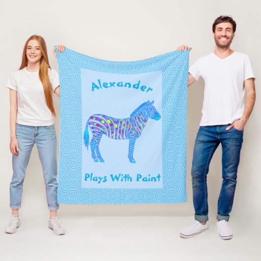 青のシマウマの点は居心地のよいペンキが付いている演劇を縞で飾ります フリースブランケット (インサイチュ)