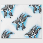 青のシャチ ラッピングペーパー (フラット)