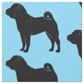 青のシルエットのShar Pei ファブリック (クローズアップ)
