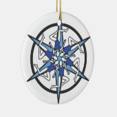 青のシンクロナイズドスイミングの円のロゴ セラミックオーナメント (右)