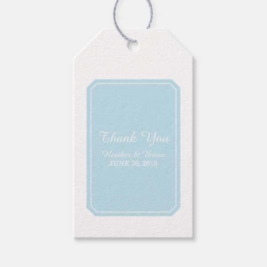 青のシンプルでエレガントな結婚式 ギフトタグ (正面)