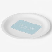 青のシンプルでエレガントな結婚式 ペーパープレート (アングル)