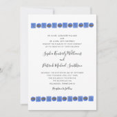 青のジオメトリック水色 |個の親の名結婚前 招待状 (正面)