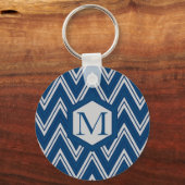 青のジオメトリ キーホルダー (正面)