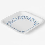 青のスクロ縁どール ペーパープレート (傾斜あり)