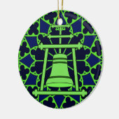 青のステンドグラスのRaincrossの緑またはデザイン セラミックオーナメント (左)