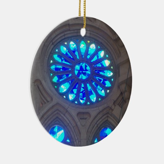 青のステンドグラス セラミックオーナメント (右)