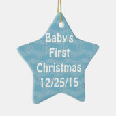 青のスノーフレーク模様 セラミックオーナメント (右)