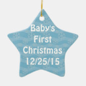 青のスノーフレーク模様 セラミックオーナメント (正面)