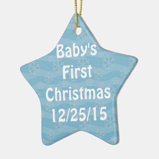 青のスノーフレーク模様 セラミックオーナメント (左)