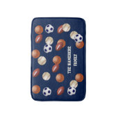 青のスポーツまたは色の選択パーソナライズされた バスマット (正面縦)