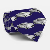 青のスポーツカーホワイト ネクタイ (ロール)