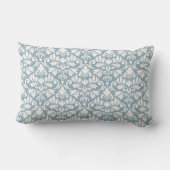 青のダマスク模様のフローリッシュクリーム ランバークッション (裏面)