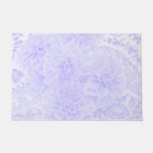 青のダリア ドアマット (正面)