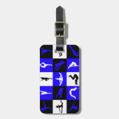 青のチアリーダーをするブロックの荷物のラベル ラゲッジタグ (正面縦)