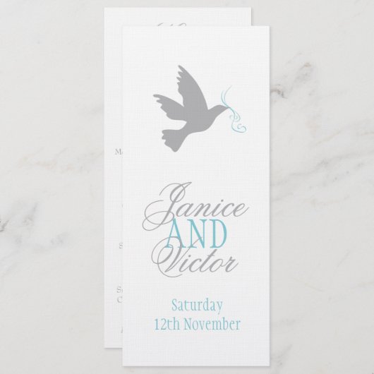 青のディナー結婚メニュー付きグレードブ メニュー (正面/裏面)