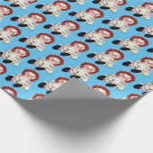 青のデイジー付きラグドール ラッピングペーパー (角)