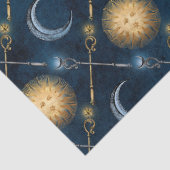 青のデコパージュの太陽と月のパターン 薄葉紙 (詳細)