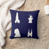 青のデルフトシルエット クッション (ブランケット)