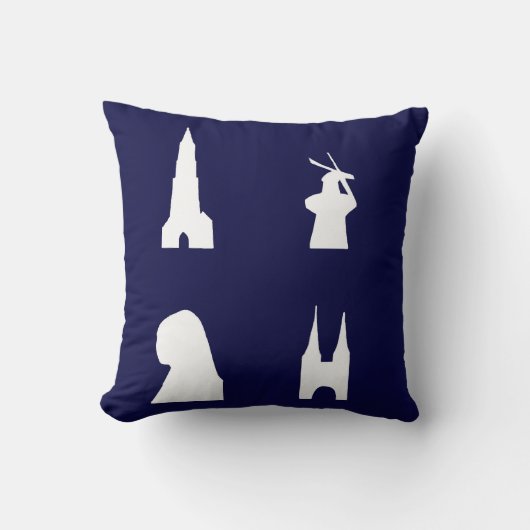 青のデルフトシルエット クッション (正面)