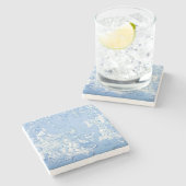 青のトイルパターン ストーンコースター (横)
