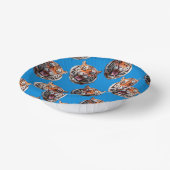 青のトラの顔の模様デザイン  ペーパーボウル (傾斜あり)