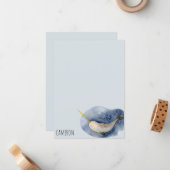 青のナルファルモダンウォーター色の海パーソナライズされた ノートカード (正面/裏面インサイチュ)