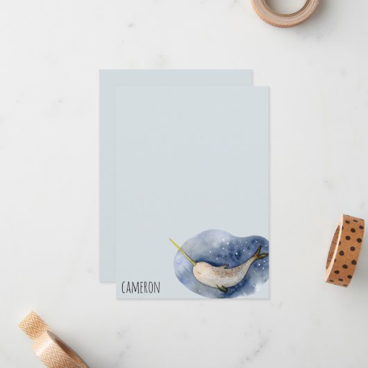 青のナルファルモダンウォーター色の海パーソナライズされた ノートカード (正面/裏面インサイチュ)