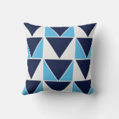 青のネイビーブルーの白い三角形の幾何学的 クッション (裏面)