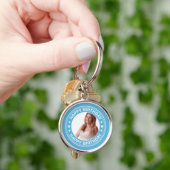 青のハッピーバースデーの額縁 キーホルダー (手)