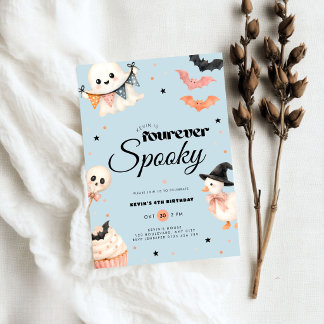 青のハロウィンForever スプーキー4歳の誕生日 招待状