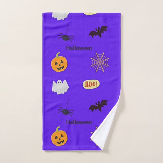 青のハロウィーンパターン ハンドタオル (ハンドタオル)