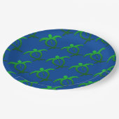 青のハワイアンのHonuの岩石彫刻(タイルを張られる) ペーパープレート (アングル)