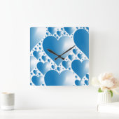 青のハート スクエア壁時計 (ホーム)