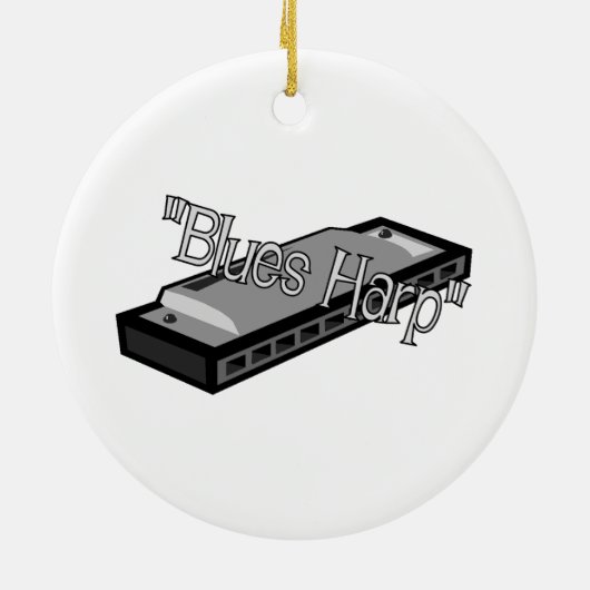 青のハープのクリスマスのオーナメント セラミックオーナメント (裏面)