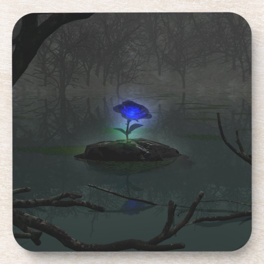 青のバラのコルクのコースター コースター (正面)