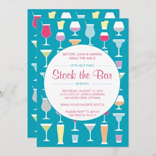 青のバーの招待状に貯蔵して下さい 招待状 (正面/裏面)