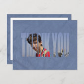 青のバーの(ユダヤ教の)バル・ミツバーの写真のサンキューカード サンキューカード (正面/裏面)