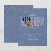 青のバーの（ユダヤ教の）バル・ミツバーの写真RSVPの応答カード 出欠カード (正面/裏面)