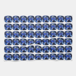 青のパターン キッチンタオル