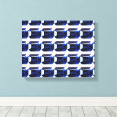 青のパターン キャンバスプリント (インサイチュ (ウッドフロア))