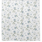 青のパターン シャワーカーテン (正面)