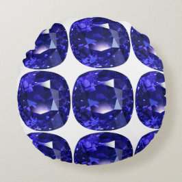 青のパターン ラウンドクッション